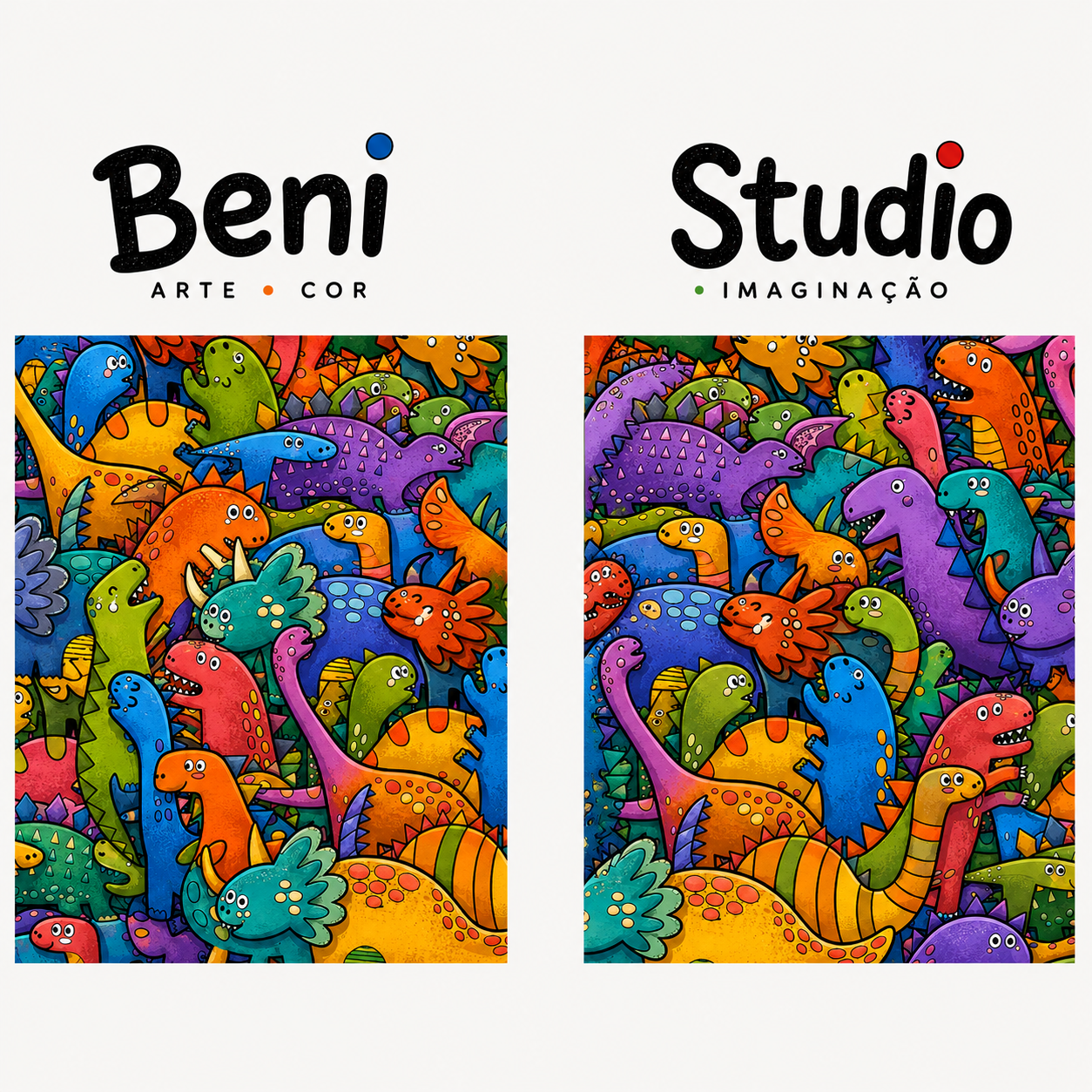 Coleção de dinossauros coloridos